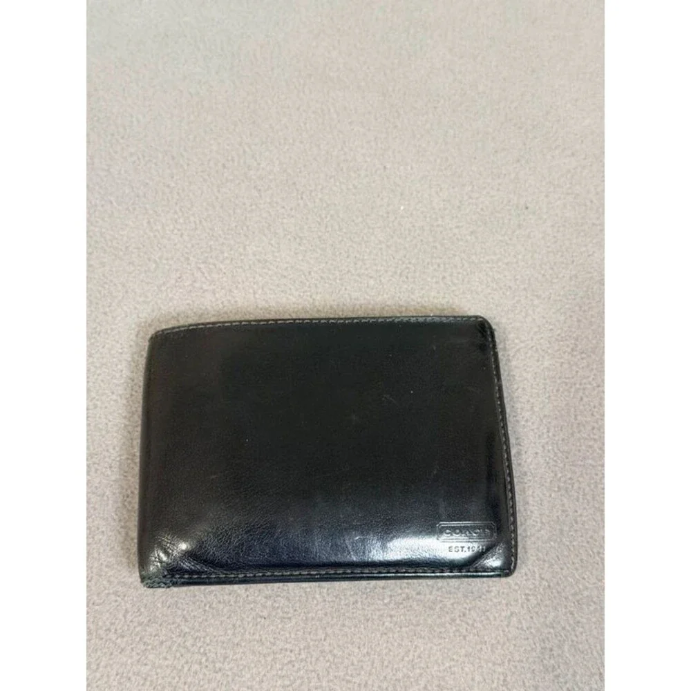 Coach Men’s Black Leather Wallet Bi-Fold- Removable Insert
